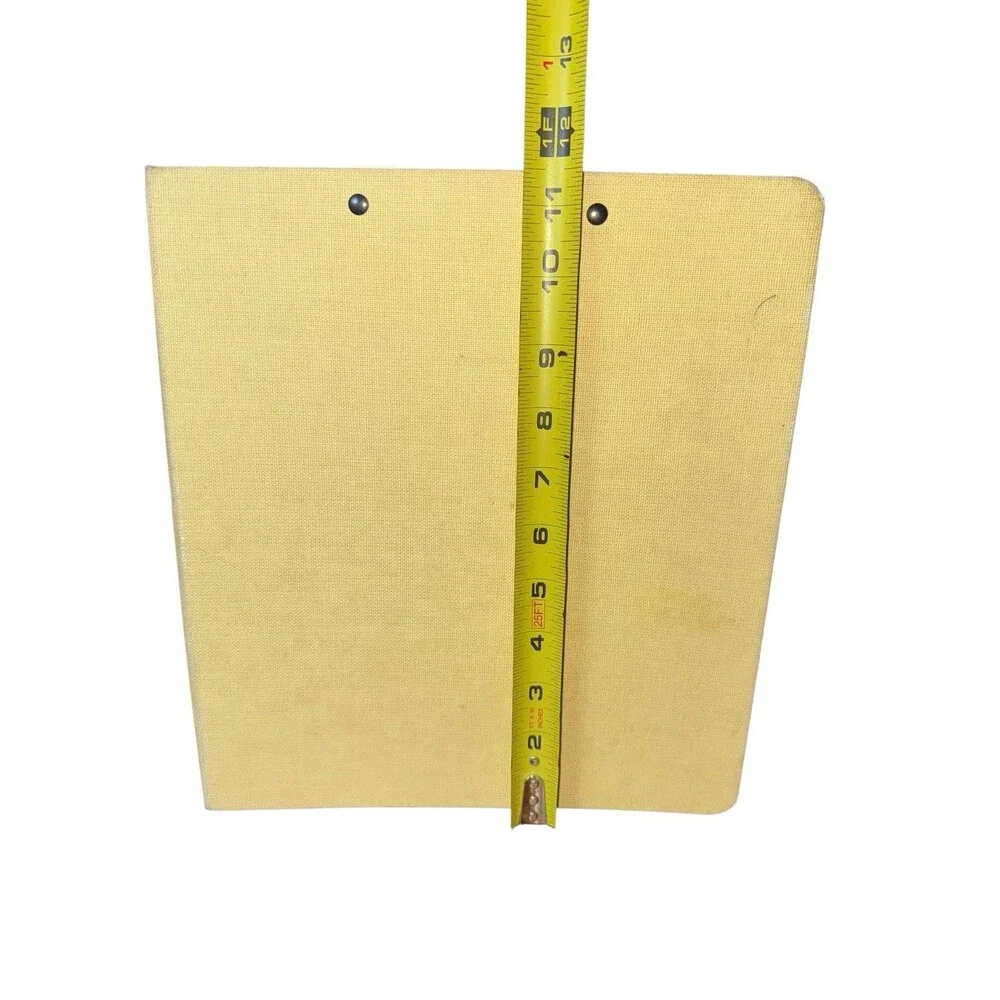 Vintage Pen-Tab 3 Ring Binder Yellow Clip Board Cloth School Portfolio Calendar